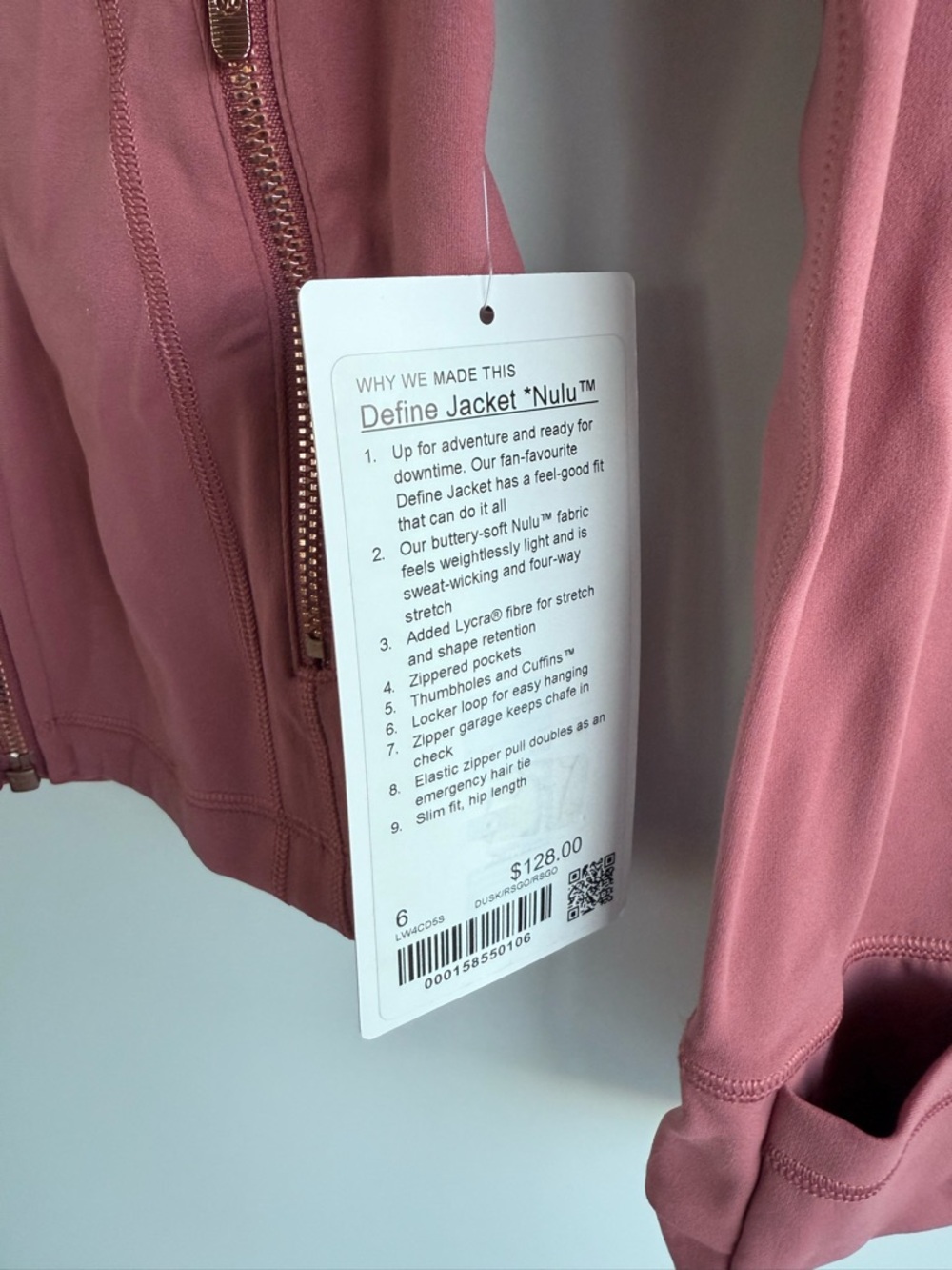 NWT Lululemon Dusk Rose Gold Define Jacket Nulu Size 6 - Picture 4 of 8